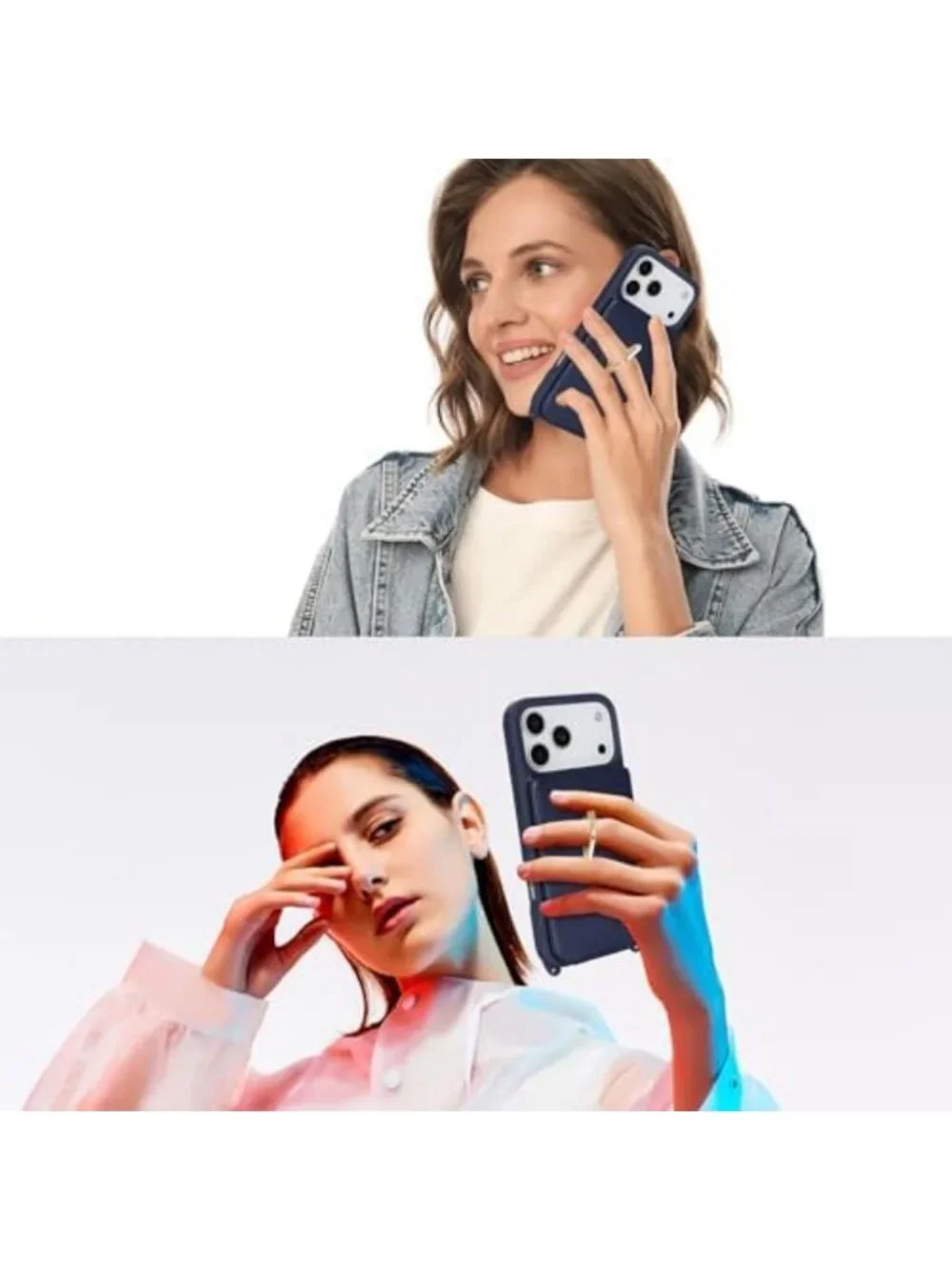 Stylish Dark Blue Crossbody Wallet Case for iPhone 17 Pro with Adjustable Strap